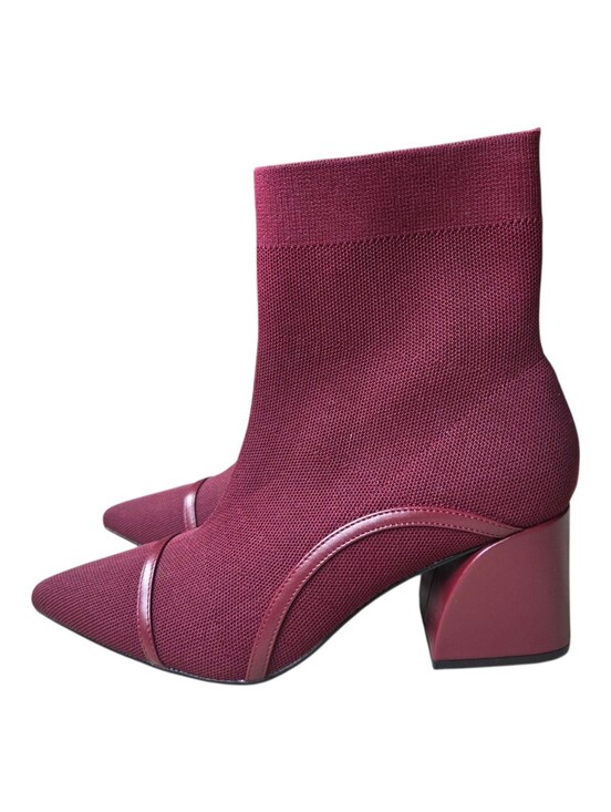 Cosy Island Shoes - Cosy Island Burgundy Red Pointed Toe Block Heel Sock Boots Booties Size 9.5